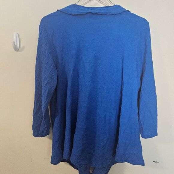 Oh My Gauze Blue Cascade Waterfall Wrap Cardigan Blue 100% Cotton Large - Picture 4 of 4